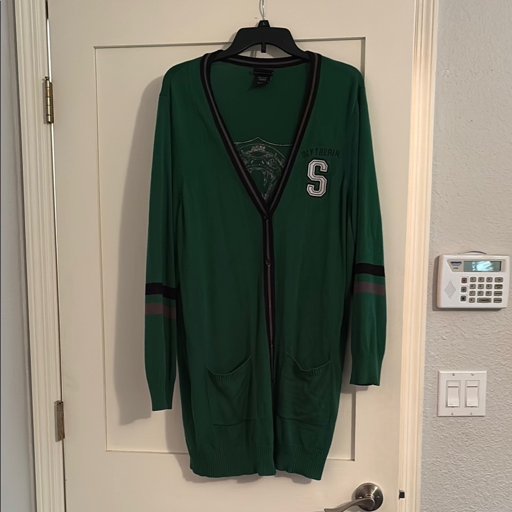 Torrid Green Cardigan Sweater with Varsity Style